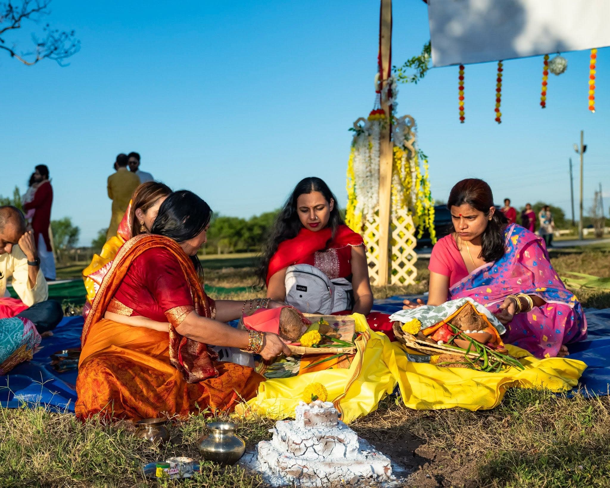 Chhath Puja prayers beside the ghat