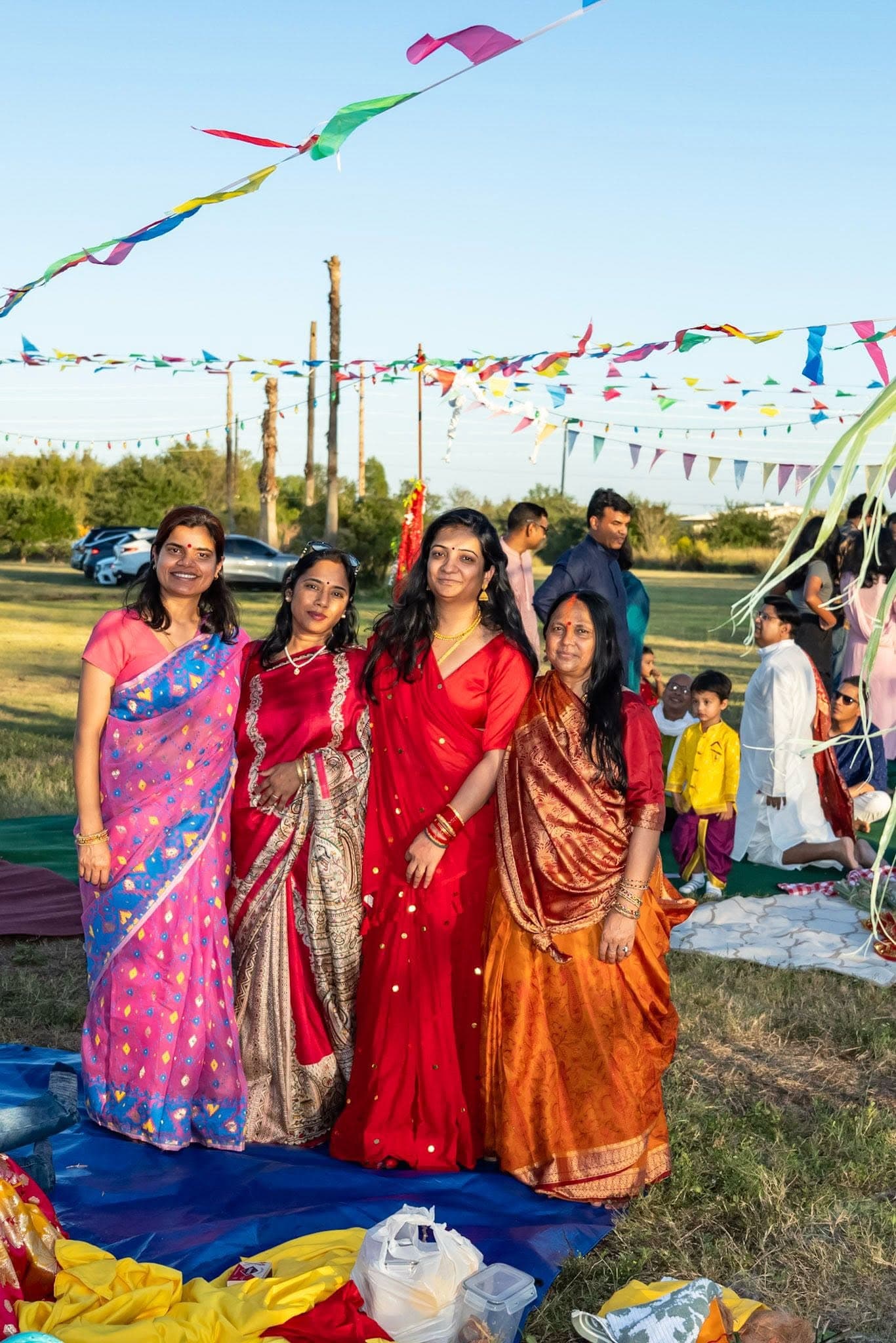 Devotees making offerings during Chhath Puja